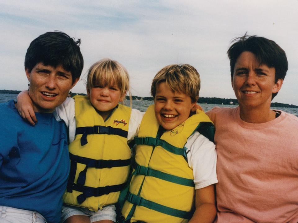 Meg Gaines and Margaret Mooney with their children. Courtesy photo.